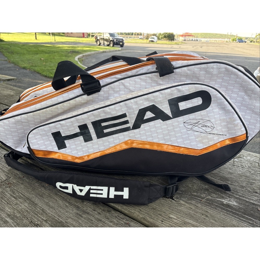 HEAD Novak Djokovic Tennis Racquet Bag White Orange Climate Control CCT+